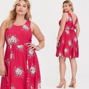 Torrid Floral Print Tie Back Dress